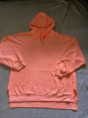 aerie Coral Lace-Trim Hooded Pullover